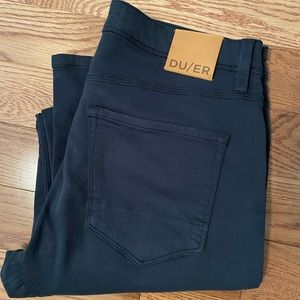 Duer No Sweat Pants- slim in color navy